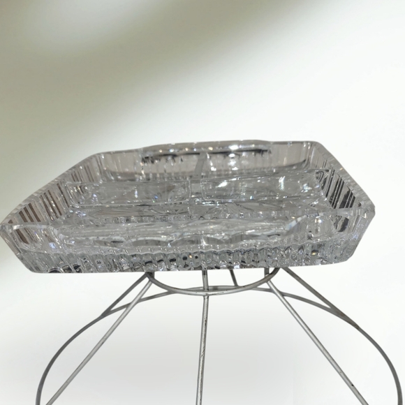 Vintage Lead Crystal Divided Serving Dish Bohemian Glass - Picture 4 of 8